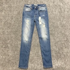 New Vigoss Distressed Thompson Tomboy Skinny Jeans Women's 25 Light Blue Faded