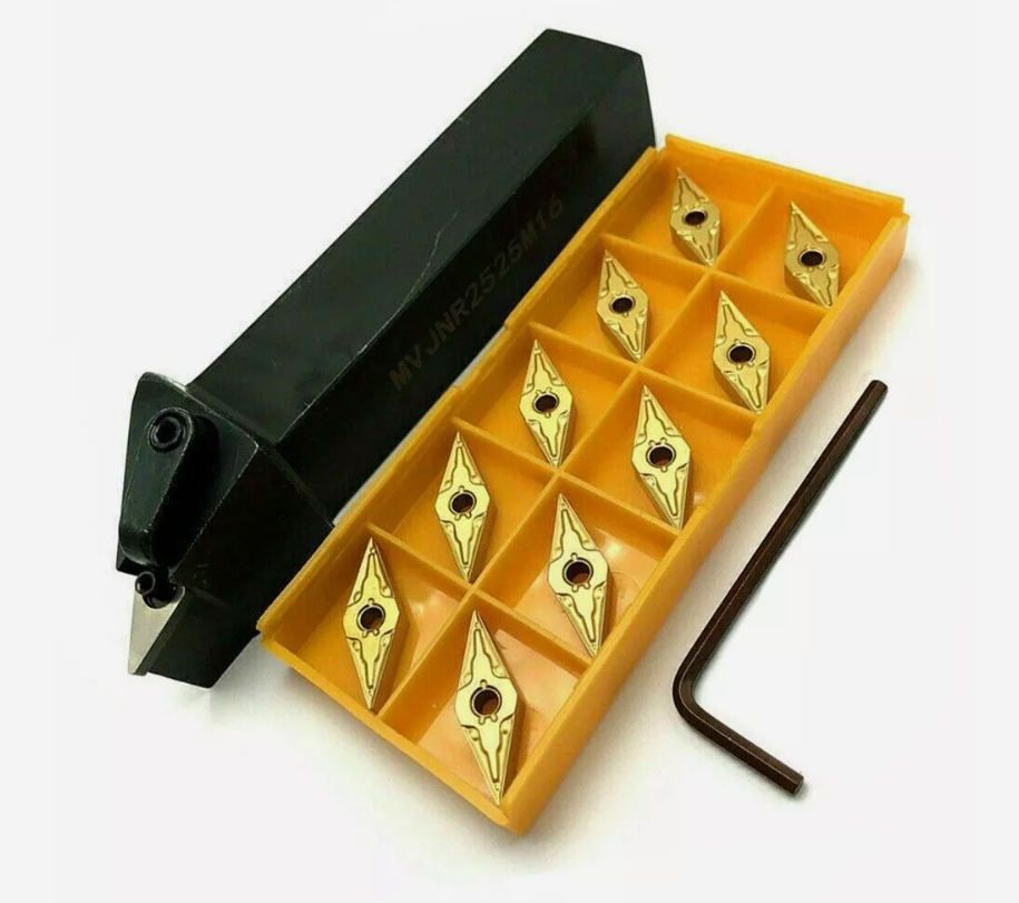 MVJNR2525M16 93° Lathe Tool Holder with 10 VNMG332 Inserts for External Turning