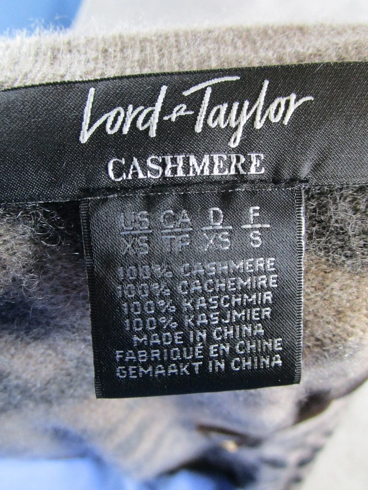 Suéter Lord & Taylor Mujer Xs Marrón Negro Cachemir Tejido Frente Abierto Cárdigan Foto 3 de 4