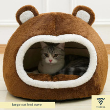 Large Cat Bed Cave Soft Plush Cat Tent House Cozy Enclosed Lounger for Cats