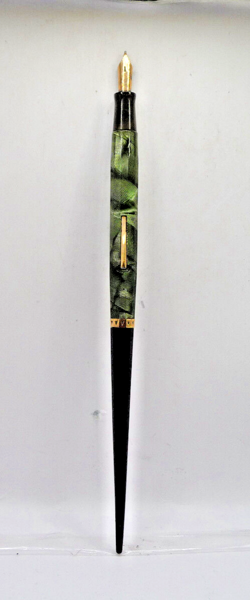 Wahl-Eversharp Vintage Green Marble Double Check Desk Pen-working--STUB point