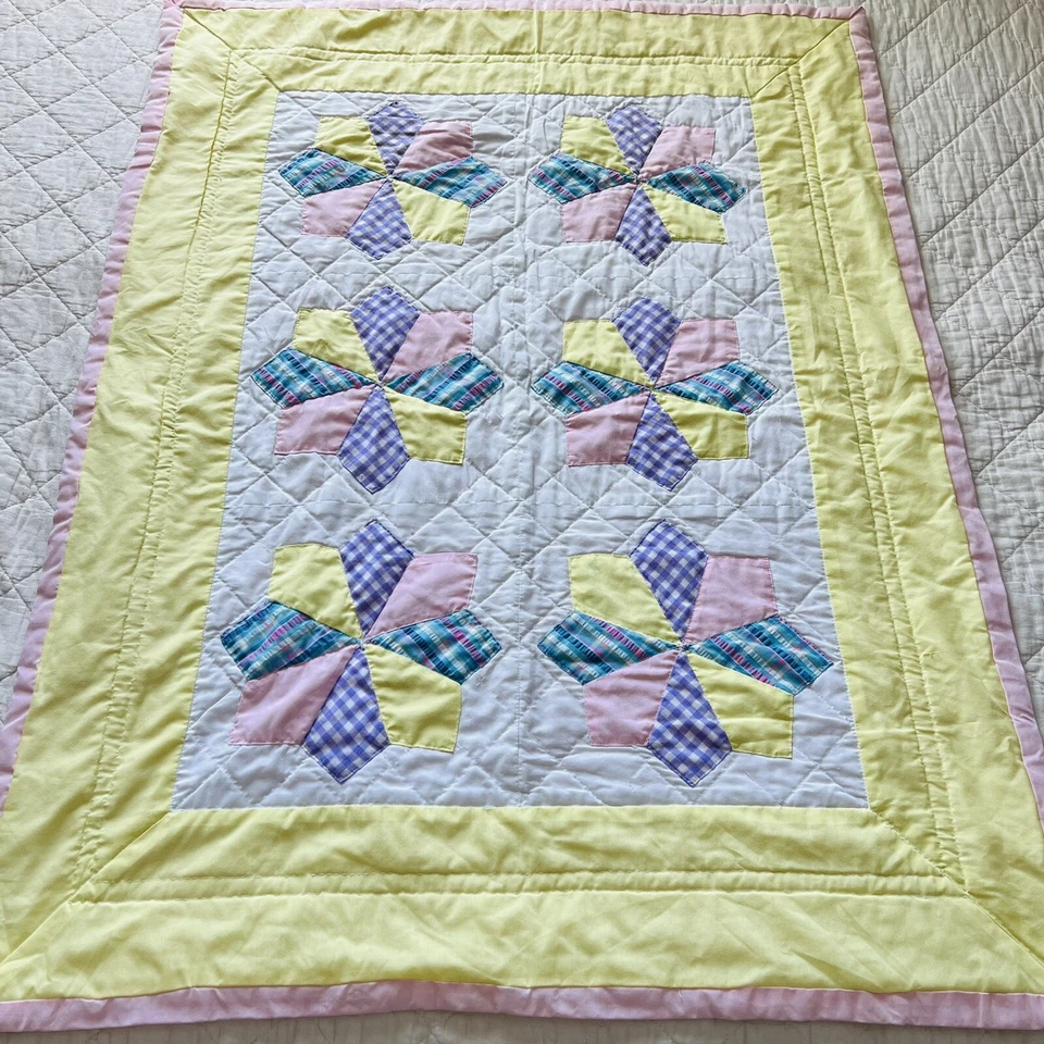 Одеяло ручной работы 33 x 44 дюйма. Стеганое одеяло Eight Point Star. - Изображение 3 из 4