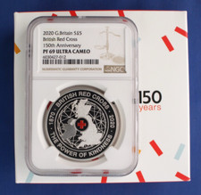 2020 Silver Proof £5 coin "British Red Cross" NGC Graded PF69 with Case & COA