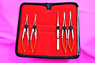 5 EAGERMAN Castroviejo Micro Scissors Needle Holder Forceps Dental Eye Set/W KIT