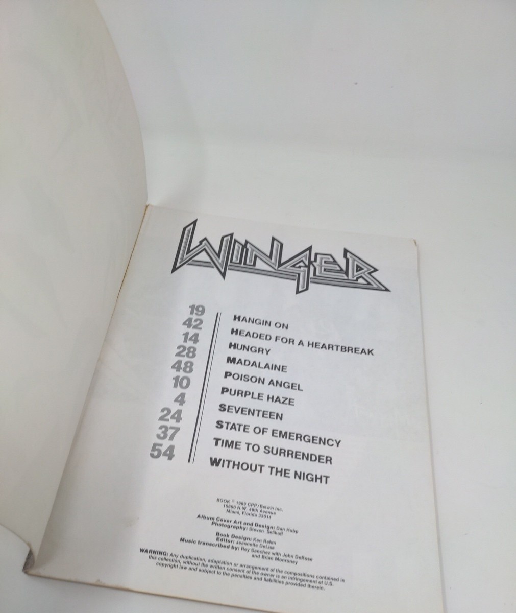 WINGER - Winger First Album TAB BOOK FULL GUITAR PARTS | eBay
