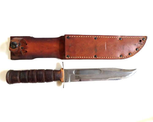 US UTICA CUT CO Fighting Combat Knife Leather Sheath Vietnam Era Military