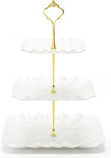 Coitak 3 Tier Cupcake Stand, Plastic Tiered Serving Stand, Square Dessert Tray f