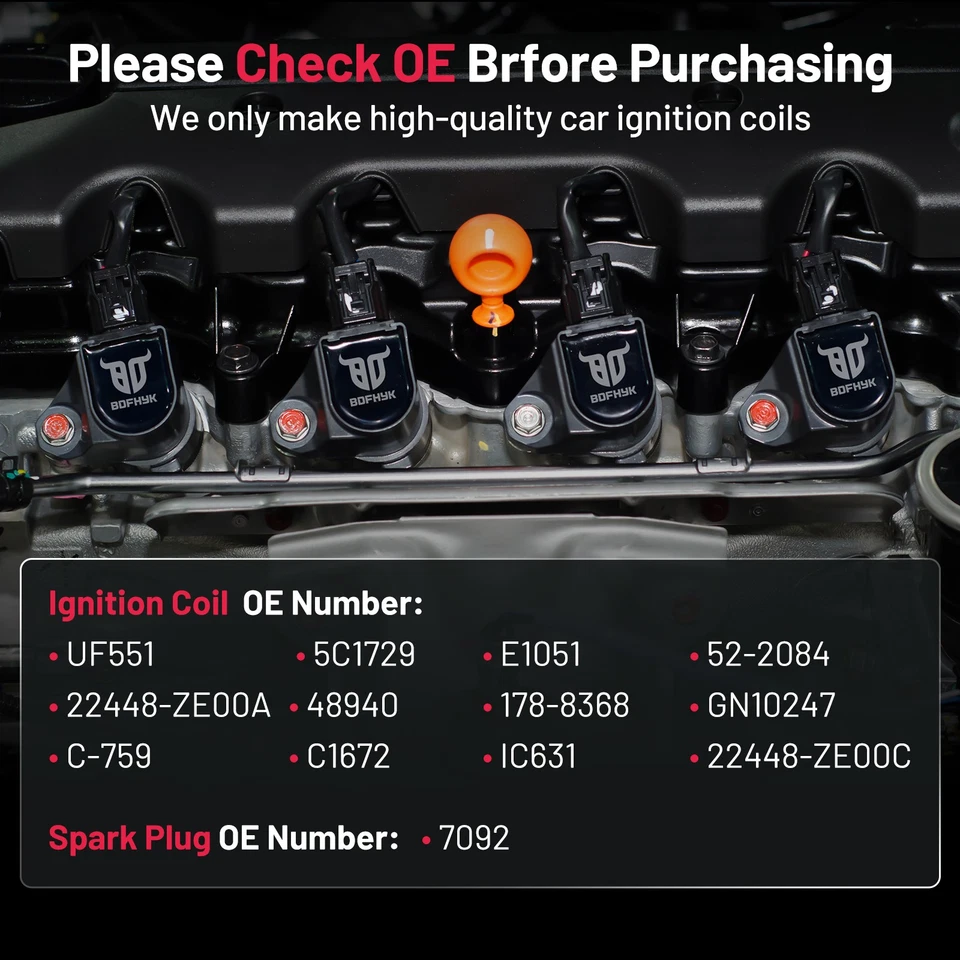 8 Ignition Coil Pack UF551 and Spark Plug For 2007-2010 QX56 V8 5.6L DOHC Petrol - Imagem 4 de 4