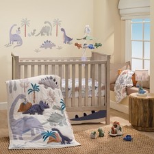 Lambs  Ivy Dino-Might 3-Piece Blue/Gray Dinosaur Nursery Baby Crib Bedding Set