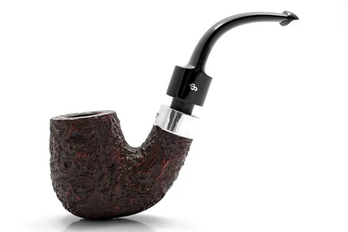 PETERSON "HOUSE" RUSTIC BENT 9MM BRIAR PIPE / STERLING SILVER / GIANT in BOX