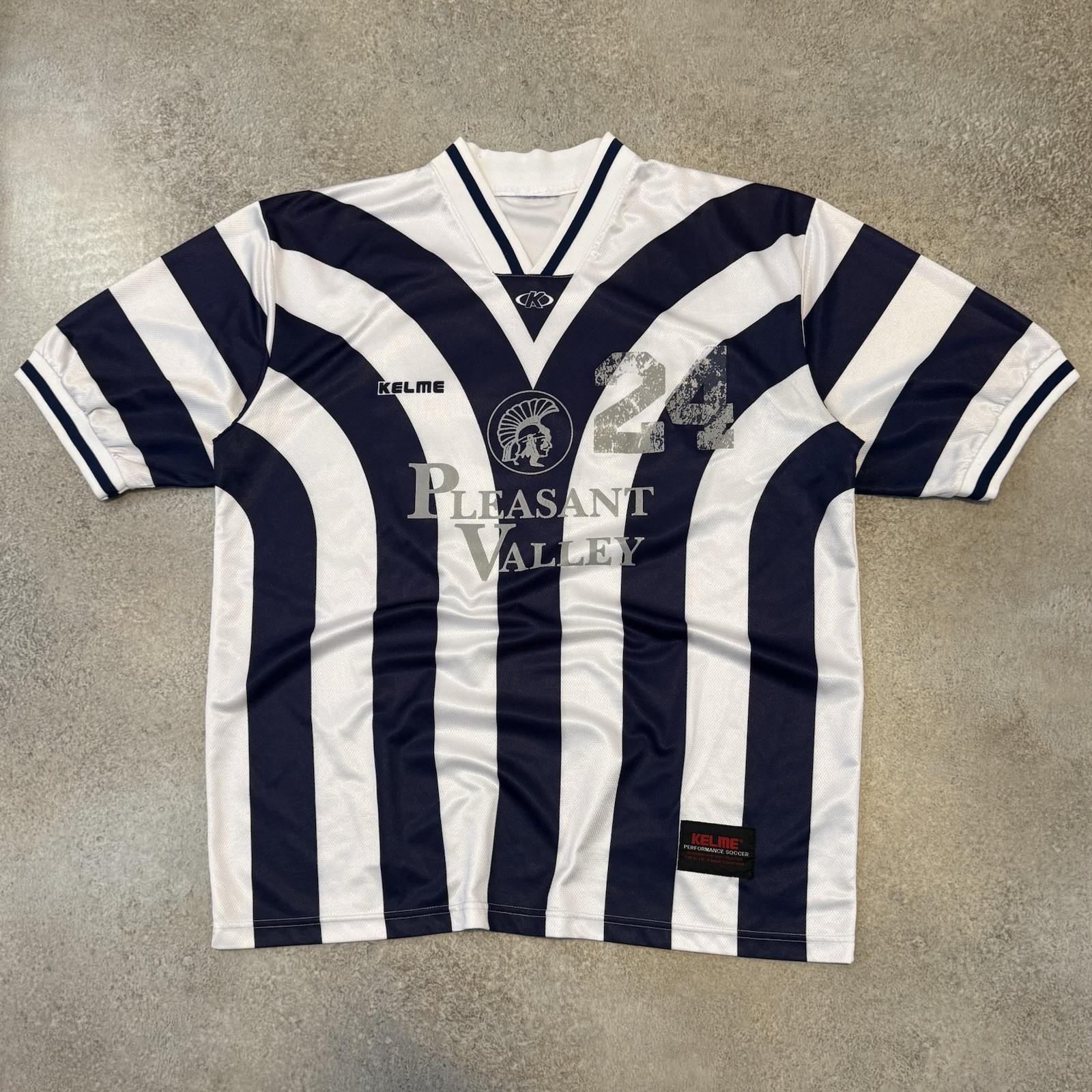 Vintage Y2K Kelme Pleasant Valley Striped Soccer Jersey Kit XL #24 Retro 2000s