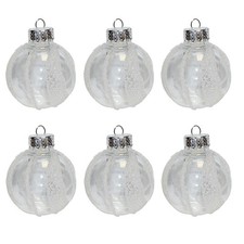 Christmas 6 Pack Shatterproof Baubles 60mm Clear and Frosted Tree Decorations