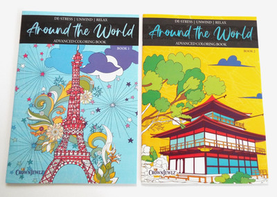 2 Around the World Advanced Coloring Books Book 1 & Book 2 - Countries R Labeled