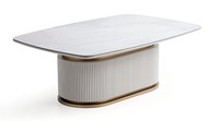 Couchtisch Modern Weiß Gold Marmor Optik Wohnzimmertisch Luxus Edel