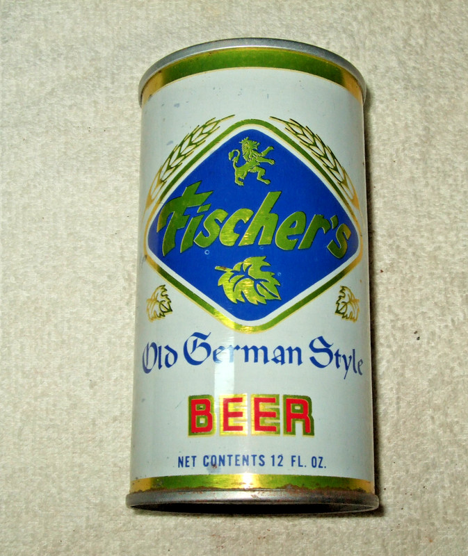 Fischer's Old German Style Beer Can SS Straight Steel Florida Stamp Blue Label