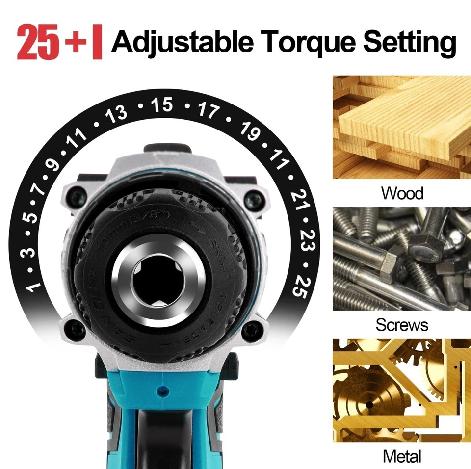 24-teiliges 21 V Akku-Bohrschrauber-Set Haushalt Handwerkzeug-Kit mit 2 Akkus UK - Bild 3 von 4