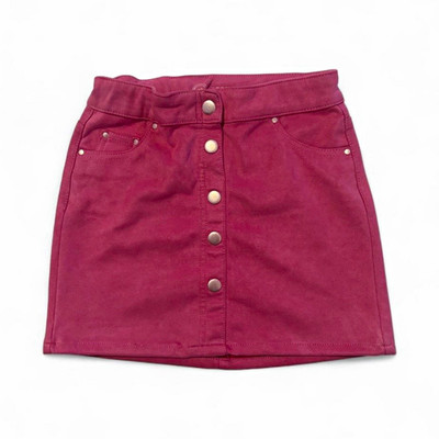 Wonder Nation Girls Suede Mini Skirt M (7-8) Pink Button Pockets Adjustable