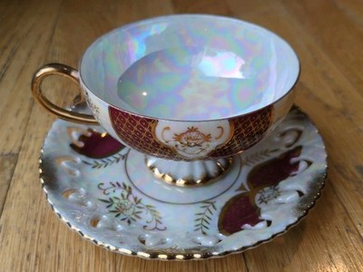Royal Sealy China Lusterware Footed Teacup and Saucer Made in