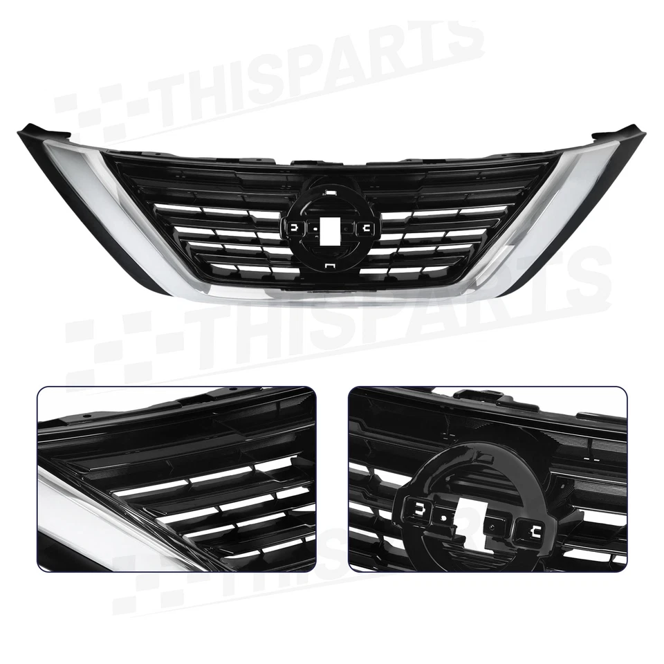 Front Bumper Hood Grille Grill w/Chrome Molding Trim For 2016-2018 Nissan Altima Foto 2 de 4