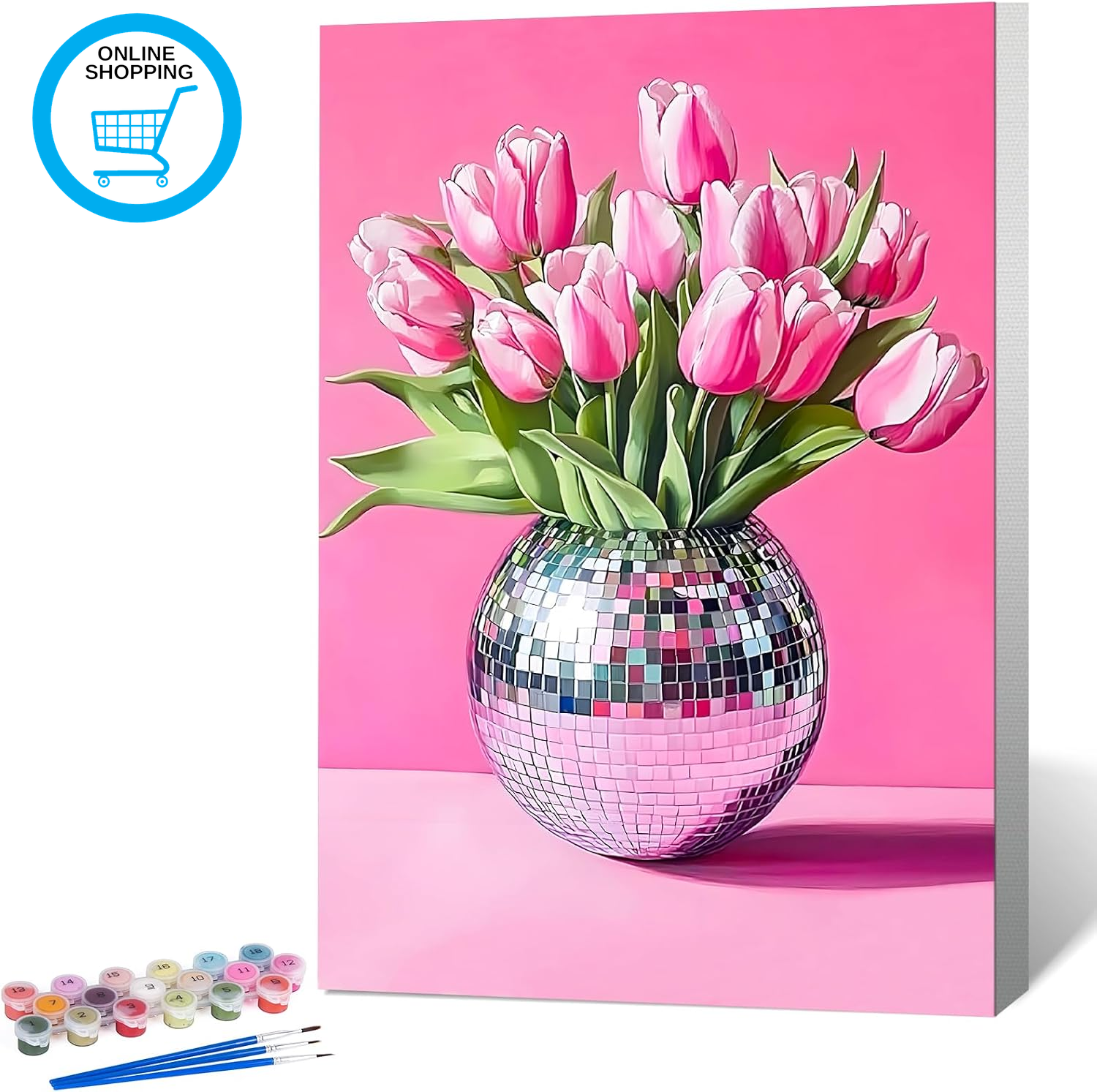 Paint by Numbers for Adults with Frame Disco Ball, Painting by Numbers for Adult