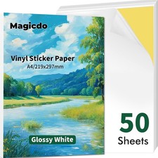 Vinyl Sticker Paper for Inkjet Printer Glossy White Decal Paper Self-Adhesive...