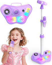 Kids Stand Rechargeable Karaoke Machine Toys with 2 Wireless Mic, Microphone Gif