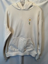 J Balvin x Murakami Size Large Cream Hoodie Flower Logo 100 Cotton USA Stains