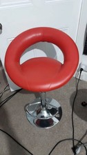 Red Faux Leather Adjustable Bar Stool / Swivel Chair
