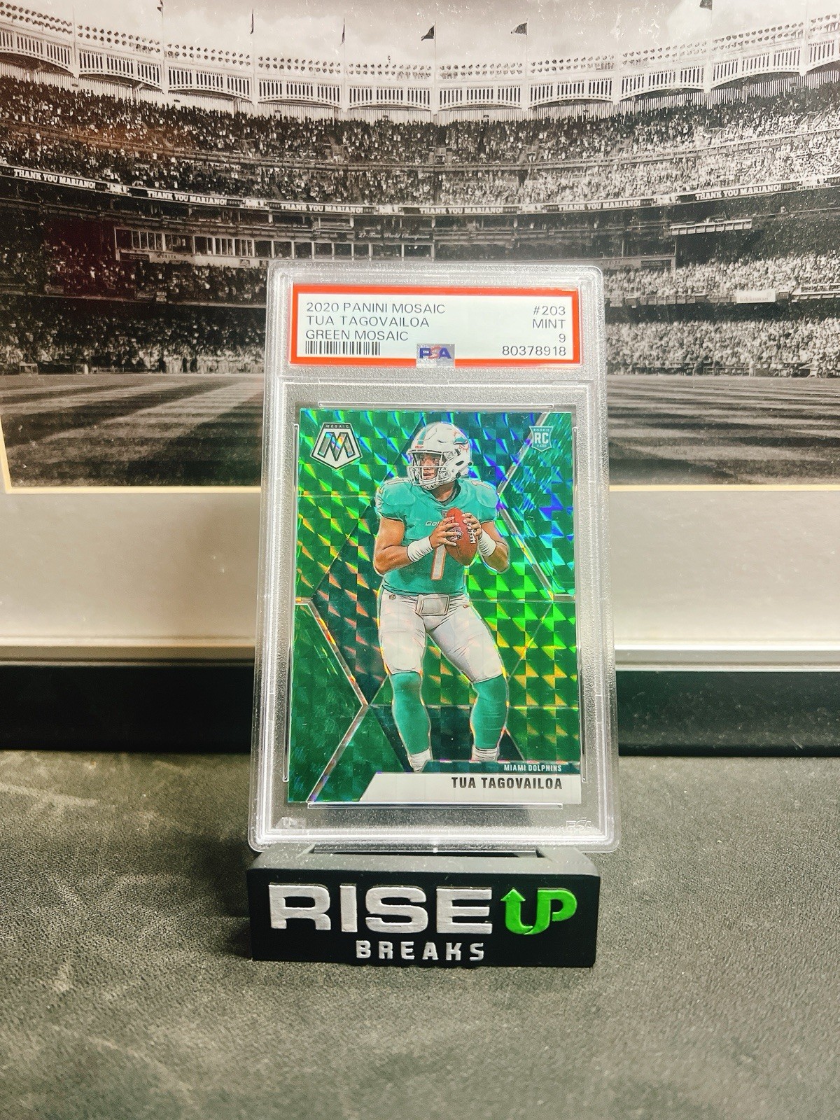 PSA 9 * 2020 Mosaic * Miami Dolphins * Tua Tagovailoa * Green Mosaic RC #203