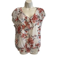 Maurices Flutter Sleeve Top L Elastic Waist Ruffle Dainty Fairy Feminine Lined