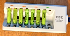 1EBL Smart Charger AA/AAA + 7 AAA Ni-MH Rechargeable Batteries w/ Box & Manuals