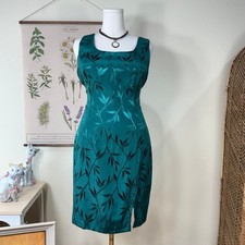 Vintage 80s 90s Green Bamboo Dress Fairy Whimsy Whimsigoth Romantic Forest S M