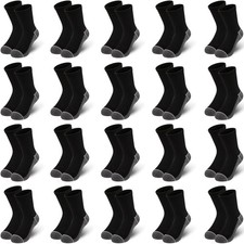 20 Pairs Boys/Girls Crew Socks - Thin, Breathable Black/White Athletic Kids S...