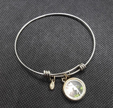 Disney Tinker Bell Charm Silver Tone Bangle Bracelet