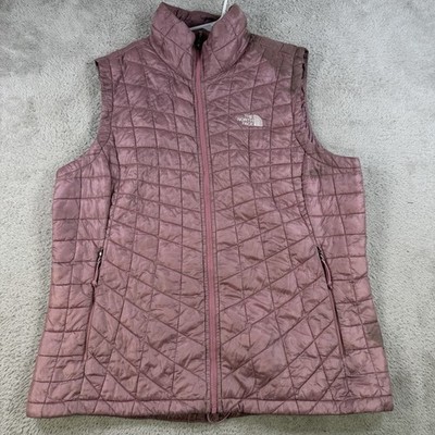 The North Face Puffer Vest Womens S Pink Full Zip Quilted Thermoball Lightweight