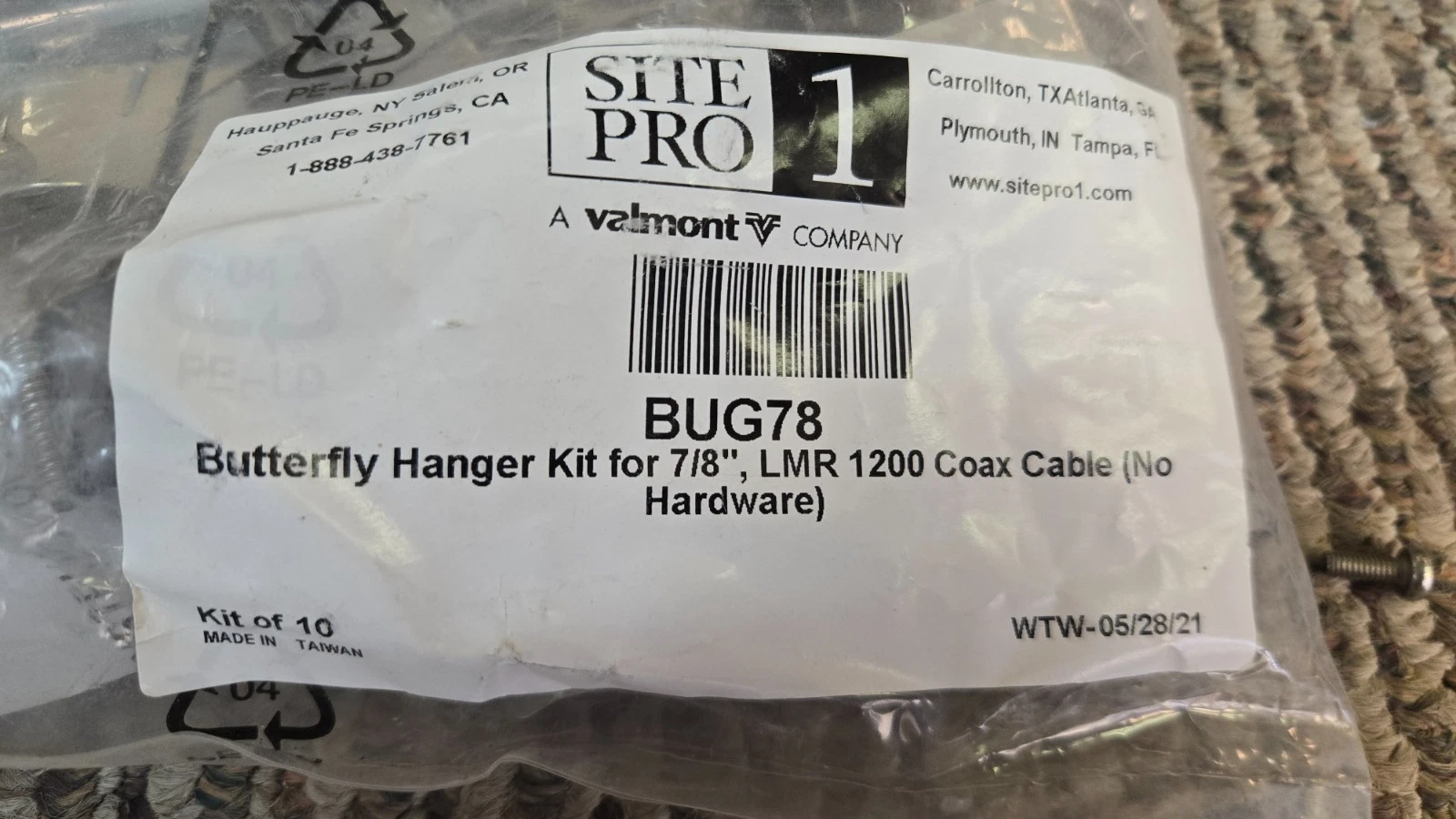 SitePro / Valmont Butterfly Hangers 4/8", EW85, & EW90    Part # BUG78 image 1