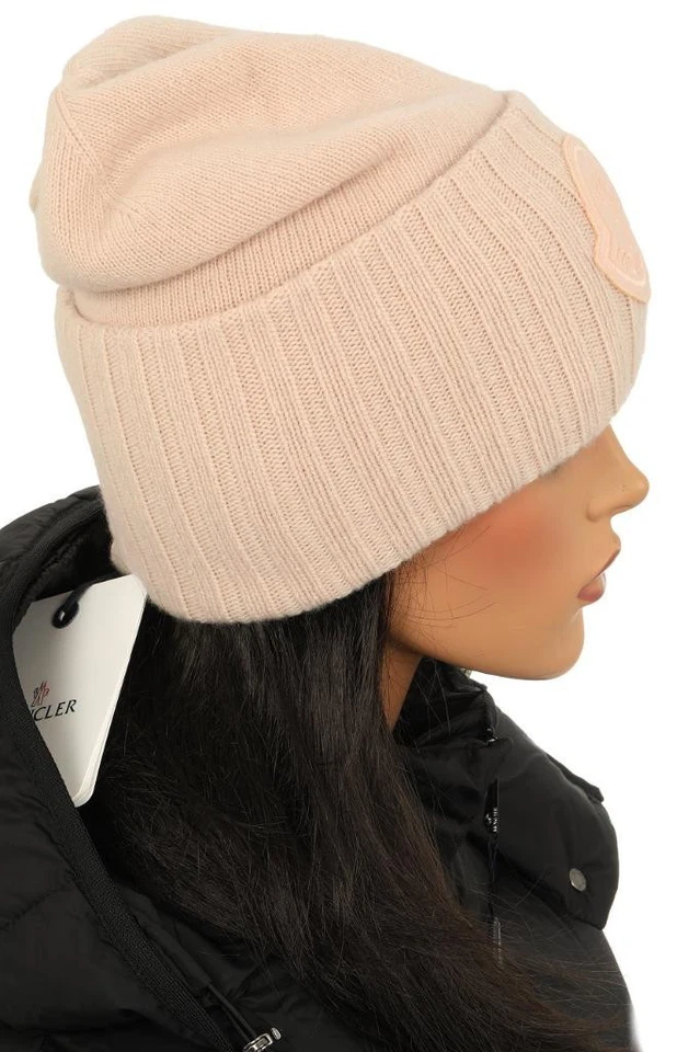 NUEVO GORRO MONCLER MELOCOTÓN DOBLE CAPA 100% LANA LOGO TALLA ÚNICA Foto 3 de 4