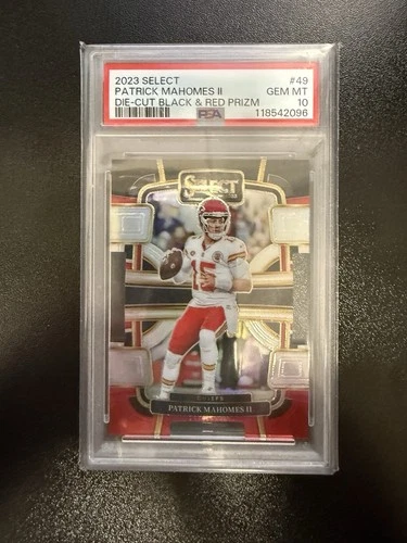 2023 KC CHiEFS Panini Select Patrick Mahomes Black And Red Prizm Die-Cut PSA 10