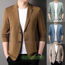 Men's Casual Slim Fit Business Formal Button Suit Blazer Coat Tops Lapel Jacket