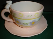 Threshold Pink Flower & Rabbit Cup & Saucer Set EUC