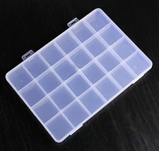 2PCS 24 Slots Transparent Plastic Jewelry Organizer Box Compartment Storage