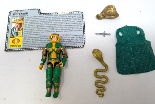 GI JOE ARAH Serpentor Yellow Neck Variant Figure 1986 Complete with file Vintage