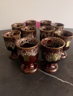 FOSTERS POTTERY OF CORNWALL HONEYCOMB GOBLETS X 10 in set