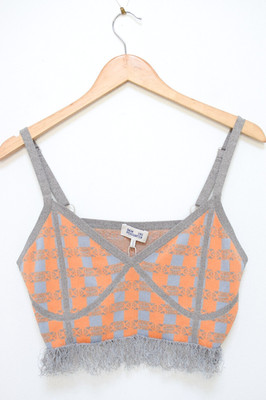 NEW Baum und Pferdgarten Cypres Fringe Tank Gingham Crop Cami Sz L Boho Festival