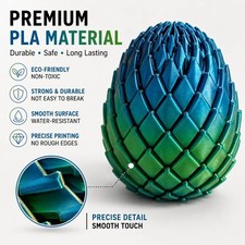 3D Printed Dragon Egg Fidget Toy Twisted Spiral Sensory Stress Relief Desk Decor