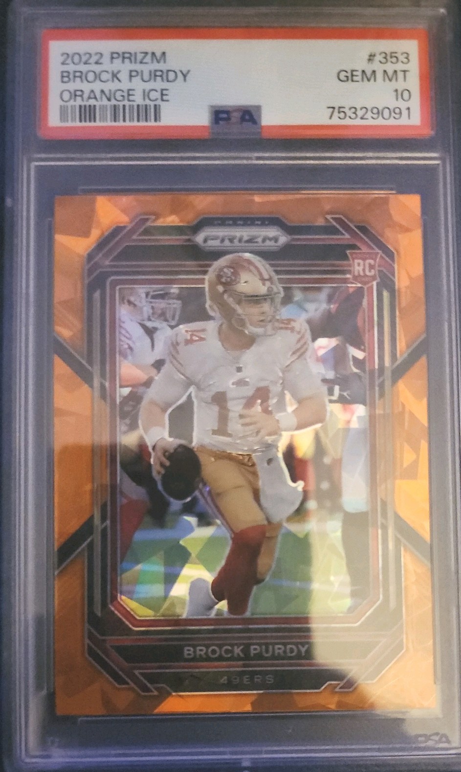 2022 Panini Prizm Brock Purdy #353 Orange Ice Rookie RC PSA 10 Gem Mint