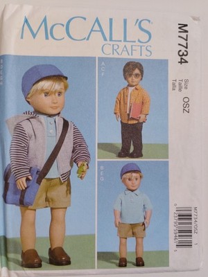 McCall's M7734 7734 18'' Doll Wardrobe Clothing Sewing Craft Pattern UC Clothes