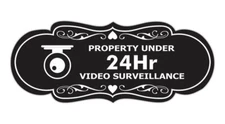Designer Property Under 24Hr Video Surveillance Camera Sign Black - Medium