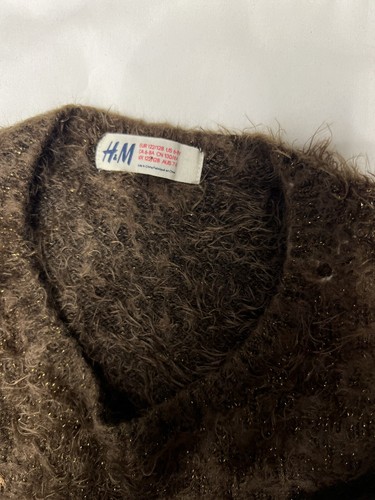H&M Let Magic Happen Girls Sweater Size 6-8 Fuzzy Brown Holiday Pullover Sequins - Picture 20 of 20