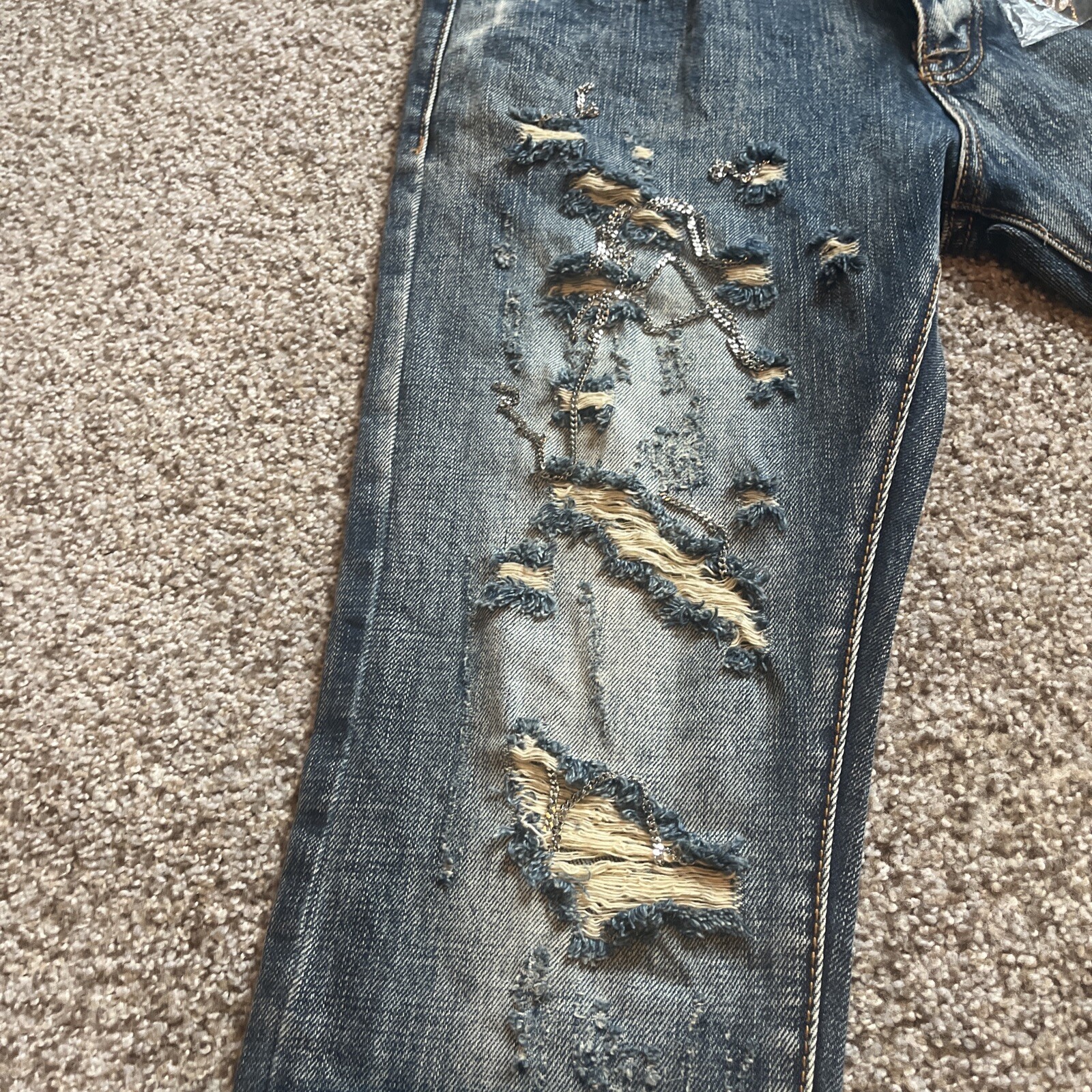 MNML Distressed Chain Jeans Mens 29 New With Tags 28 X 30 - View 4